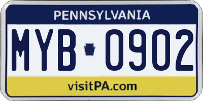 PA license plate MYB0902