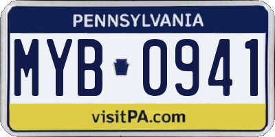 PA license plate MYB0941
