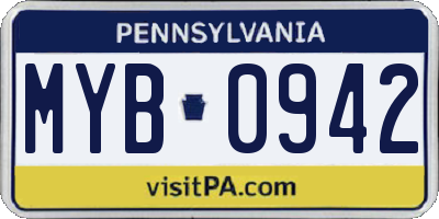 PA license plate MYB0942