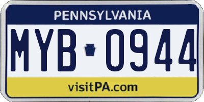 PA license plate MYB0944