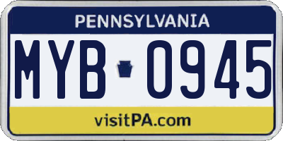 PA license plate MYB0945