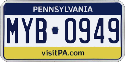 PA license plate MYB0949