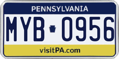 PA license plate MYB0956