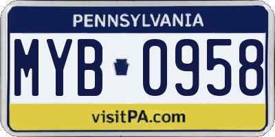 PA license plate MYB0958