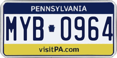 PA license plate MYB0964