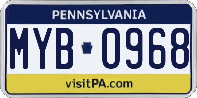 PA license plate MYB0968