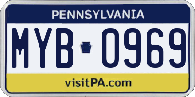 PA license plate MYB0969