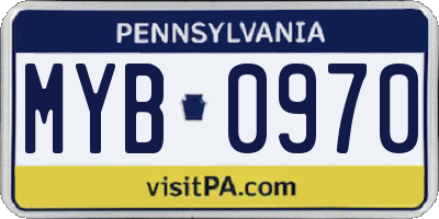 PA license plate MYB0970