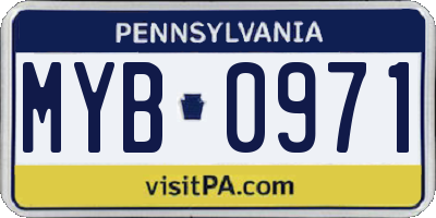 PA license plate MYB0971