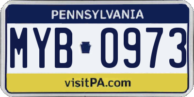 PA license plate MYB0973