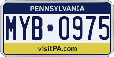 PA license plate MYB0975