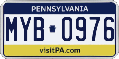 PA license plate MYB0976