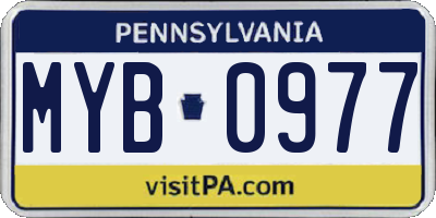 PA license plate MYB0977