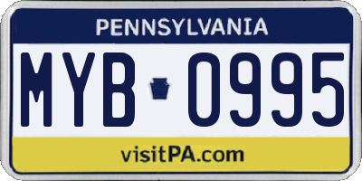 PA license plate MYB0995