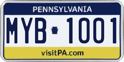 PA license plate MYB1001