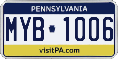PA license plate MYB1006