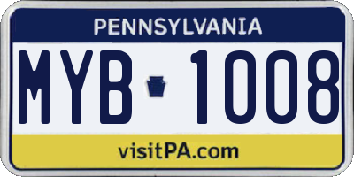 PA license plate MYB1008