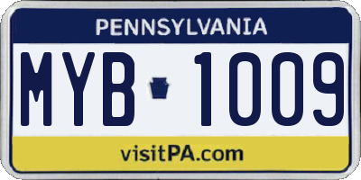 PA license plate MYB1009