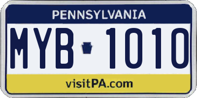 PA license plate MYB1010