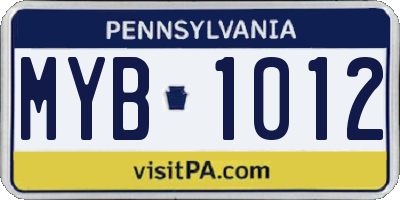 PA license plate MYB1012