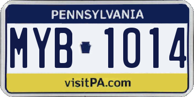 PA license plate MYB1014