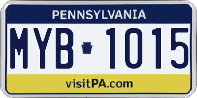 PA license plate MYB1015