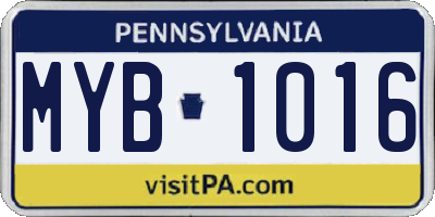 PA license plate MYB1016