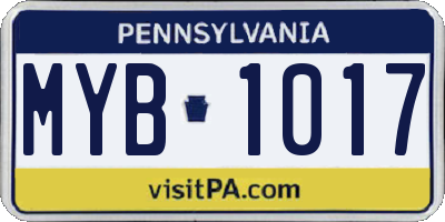 PA license plate MYB1017