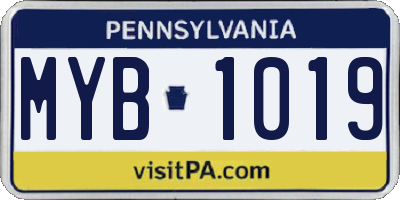 PA license plate MYB1019