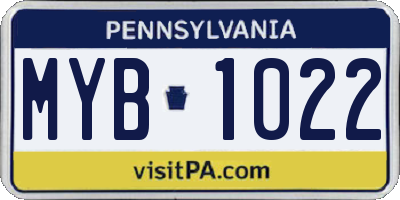 PA license plate MYB1022