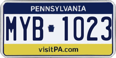 PA license plate MYB1023
