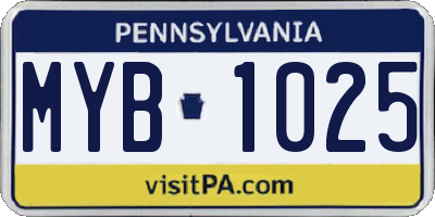 PA license plate MYB1025