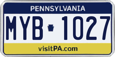 PA license plate MYB1027