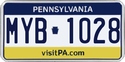 PA license plate MYB1028