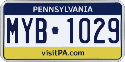 PA license plate MYB1029