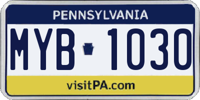 PA license plate MYB1030