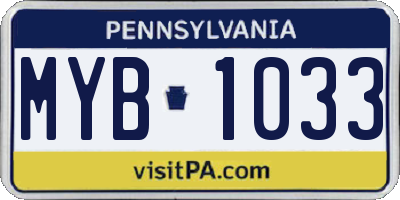 PA license plate MYB1033
