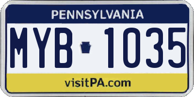 PA license plate MYB1035