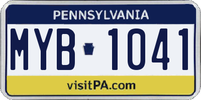 PA license plate MYB1041