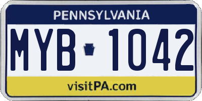 PA license plate MYB1042
