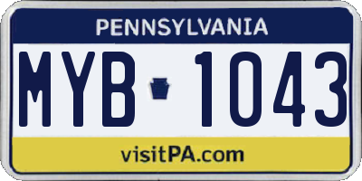 PA license plate MYB1043