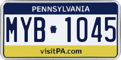 PA license plate MYB1045
