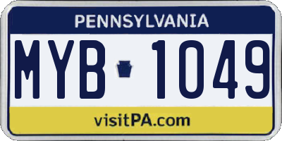 PA license plate MYB1049
