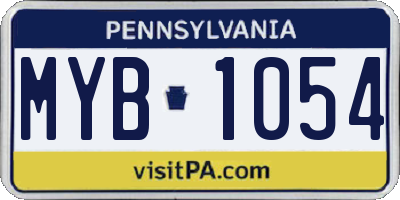 PA license plate MYB1054