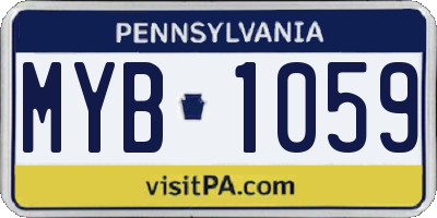 PA license plate MYB1059
