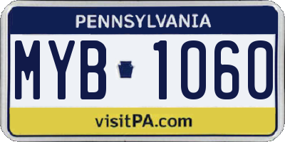 PA license plate MYB1060