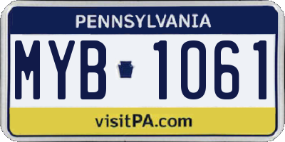 PA license plate MYB1061