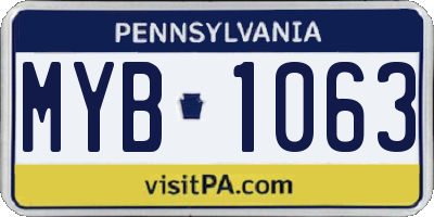 PA license plate MYB1063