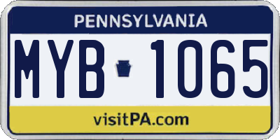 PA license plate MYB1065