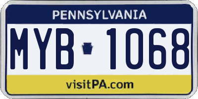 PA license plate MYB1068
